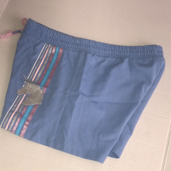 Unicorn Blue Striped Girls Shorts - Picture 8 of 8